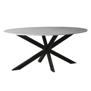Marble eettafel ovaal 180 cm - wit