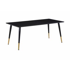 Pura rechthoekige eettafel - 180 x 90 cm - zwart/goud