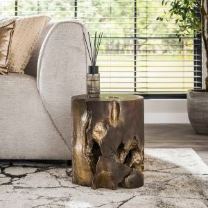 Andre ronde bijzettafel - naturel - teak - bruin