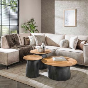 Nash salontafel set van 3 infinite - gerecycled teakhout fineer