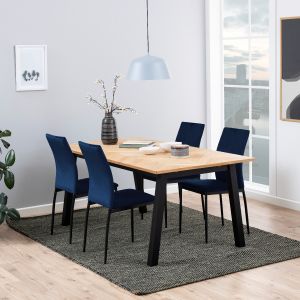 Nøra Seno eetkamerstoel | zwart metaal onderstel | stof Dublin