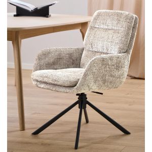 Sila draaibare armstoel | zwart metaal onderstel | stof Juto