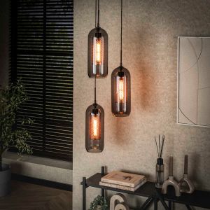 Wrexham hanglamp 3L getrapt staal smoke van het woonmerk Fraaai