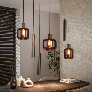 Lacey hanglamp mix 4+3-lichts - sienna bruin