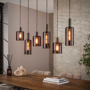 Lucien hanglamp 6-lichts - sienna bruin