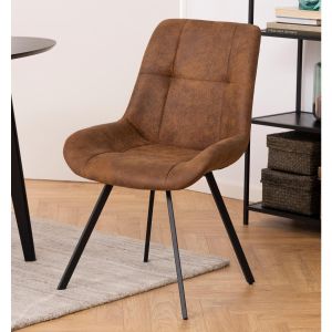 Nøra Taylor eetkamerstoel | zwart metaal onderstel | stof Preston - cognac