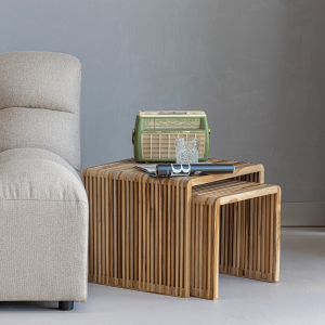 Jasmijn bijzettafel set van 2 recycled teak - naturel