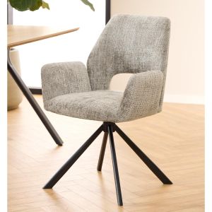 Linsa draaibare armstoel | zwart metaal onderstel | stof Juto - grijs