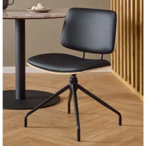 Nøra Yaro draaistoel | zwart metaal onderstel | PU leer - zwart