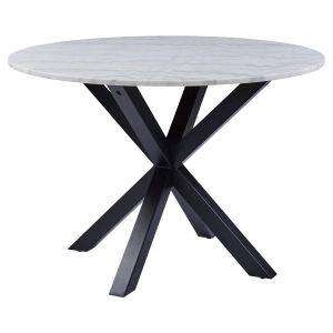 Nøra Donovan ronde eettafel Ø110x75.5 cm | zwart metaal onderstel | gepolijst marmer - wit