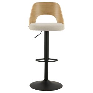 Nøra Jamaal verstelbare barstoel | zwart metaal onderstel | stof Apia - beige/naturel