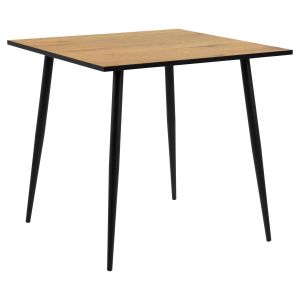 Nøra Gertrude vierkante eettafel 80x80x75 cm | zwart metaal onderstel | ruw melamine - naturel