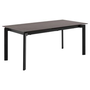 Nøra Leila rechthoekige uitschuiftafel 180/240x90x76 cm | grijs metaal onderstel | ruw keramiek - grijs