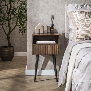 Marino nachtkastje - 1 lade en open vak - acaciahout