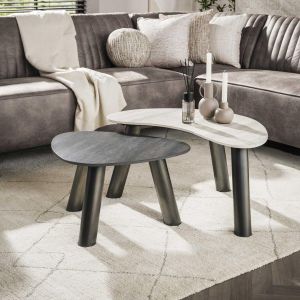Cattaneo organische salontafels - set van 2 - travertin look