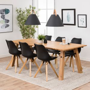 Sona eetkamerstoel | oak onderstel | PU leer - zwart