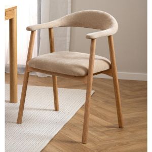 Lykke armstoel | naturel oak onderstel | stof Danny - beige
