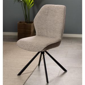 Mysa draaibare eetkamerstoel | zwart metaal onderstel | stof Monza - beige