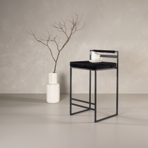 Svea Pano barkruk 66 cm - velvet - zwart