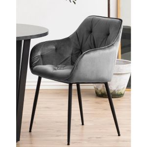 Kari armstoel | zwart metaal onderstel | stof Vic