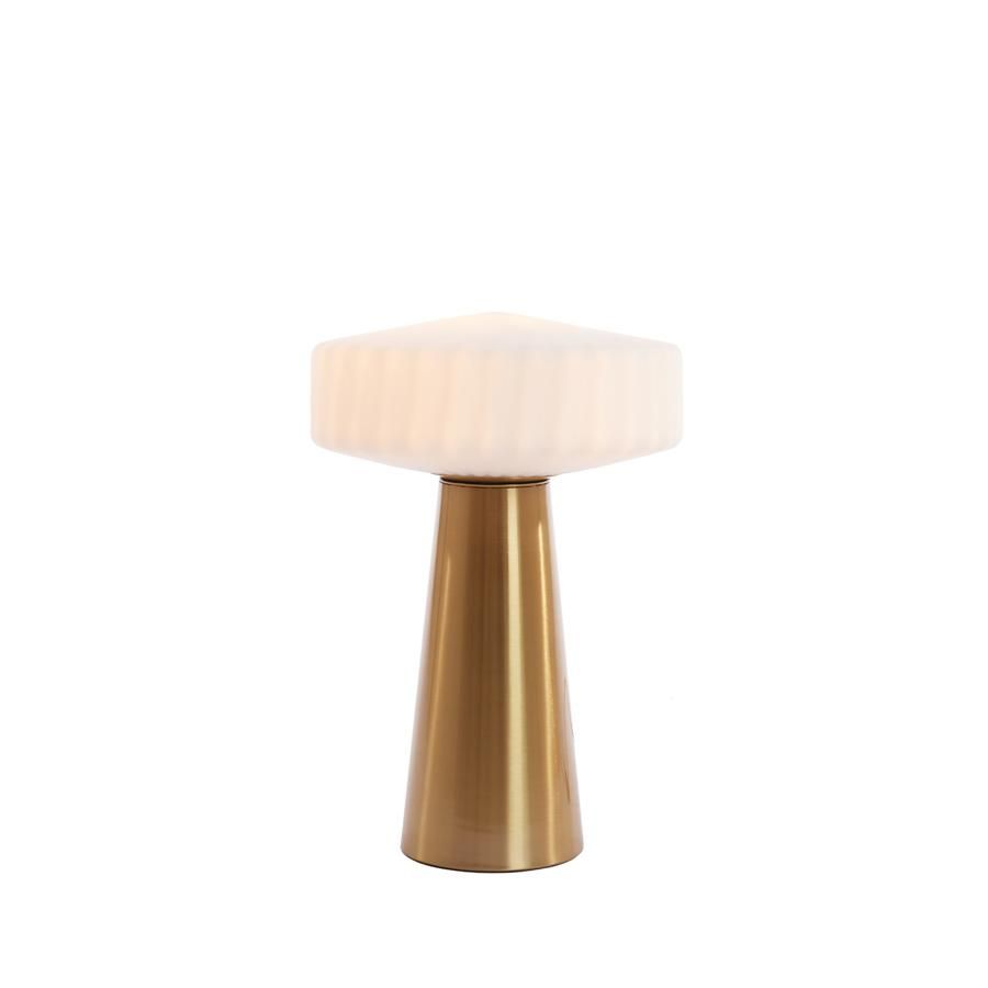 Light & Living Pleat tafellamp Ø30x45 cm - glas mat wit/goud