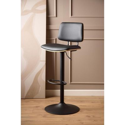 Nøra Hallie verstelbare barstoel | zwart metaal onderstel | stof PU - zwart