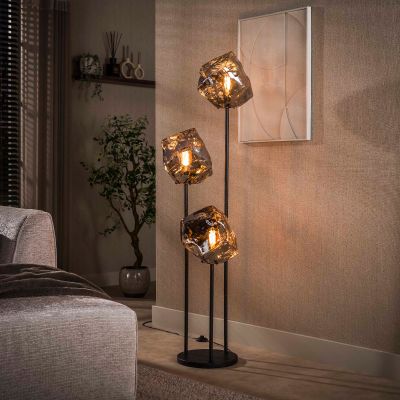 Fraaai Rots vloerlamp getrapt 3-lichts - chroom glas