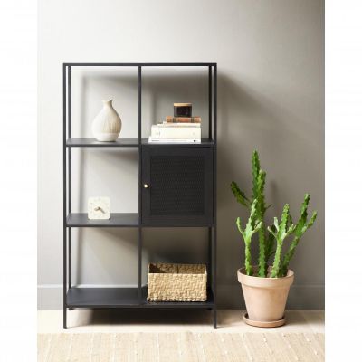 Nordic Home Sigurd metalen boekenkast - 1 deur - 135 cm - zwart
