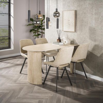 Fraaai Dexter halfronde bartafel - 140 x 80 cm - travertin look