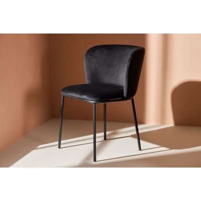 Svea Lino eetkamerstoel - velvet - zwart