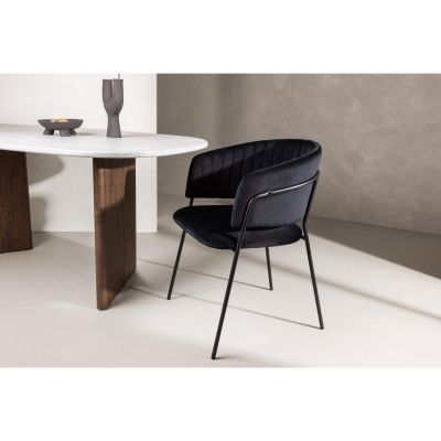 Svea Melsa eetkamerstoel - velvet - zwart