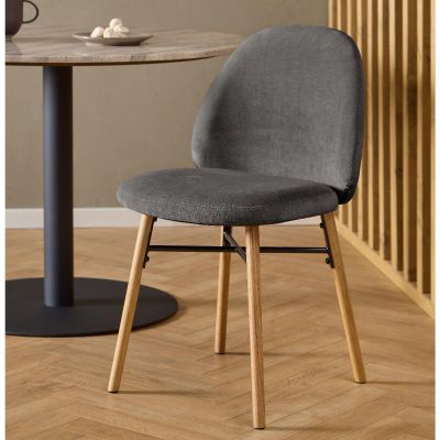 Nøra Mirae eetkamerstoel | naturel oak onderstel | stof Danny - donkergrijs