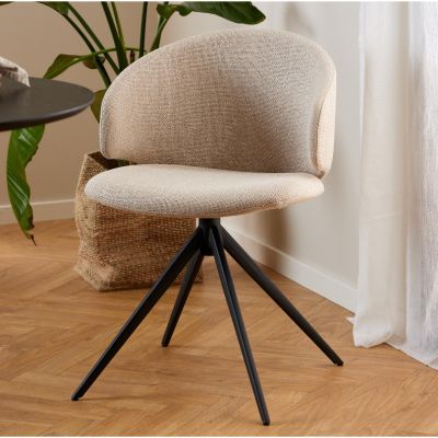 Nøra Modu draaistoel | zwart metaal onderstel | stof Basel - beige