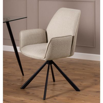 Nøra Flynn draaibare armstoel | zwart metaal onderstel | stof Basel